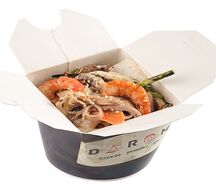 Соба с морепродуктами сливочная