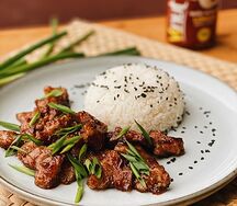 Рис со свининой в соусе терияки