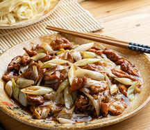 Свинина с луком-пореем