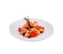 Курица в кисло-сладком соусе с рисом и овощами