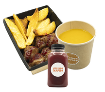 Комбо грибной суп и фрикадельки и шиповник