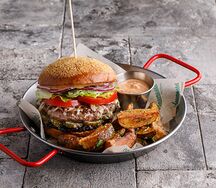 Бургер BBQ с мраморной говядиной и айдахо