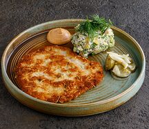 Куриный шницель с картофелем в сметане
