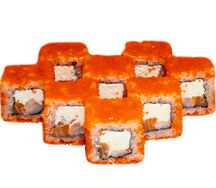 Ролл с тигровой креветкой и лососем