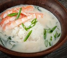 Сливочный суп с тигровой креветкой