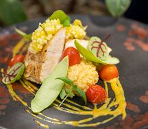 Индейка с булгуром и цитрусовым кремом 