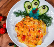 Грудка отбивная с овощами