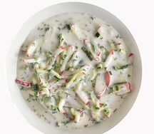 Окрошка классическая с колбасой на айране