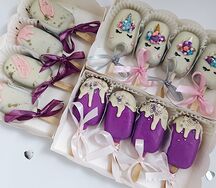 Комбо №2 Эскимо сиреневые с подтеками, единороги, белые с подтеками