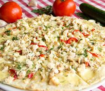 Пицца с куриным филе и грибами