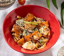 Лапша удон с курицей и соусом терияки