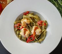Паста Песто с креветками