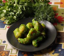 Креветка темпура с васаби и сгущенкой