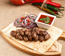 Шашлык из куриных сердечек