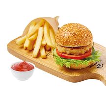 Бургер с курицей и картошкой фри