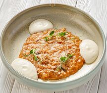 Ризотто с грибами и трюфельным муссом