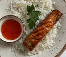 Лосось гриль с рисом