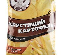 Чипсы Хрустящий картофель в ломтиках со вкусом сыра