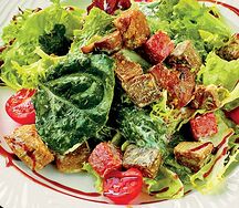 Теплый мясной салат