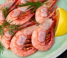 Креветка вареная с укропом и чесноком