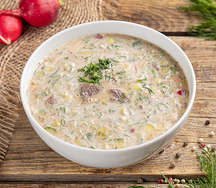 Окрошка с говядиной на квасе