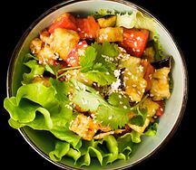 Салат с хрустящими баклажанами