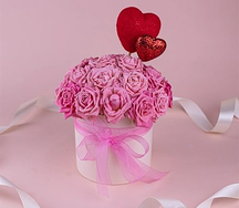 Букет цветов из роз в шляпной коробке Я всегда рядом