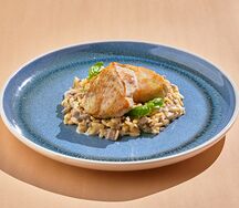 Медальоны из индейки с орзо и грибным жюльеном