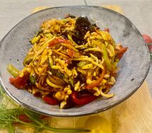 Свиные нити в сладко остром соусе 