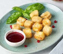 Хрустящий сыр халуми и баклажаны