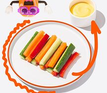 Овощные палочки и сырный соус