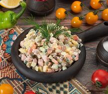 Оливье с перепелкой
