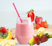 Молочный коктейль Клубника и банан