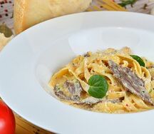 Паста с телятиной и белыми грибами