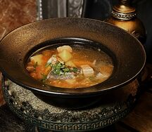 Уха с сёмгой и черной треской 