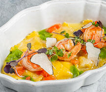 Равиоли с судаком и креветками