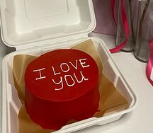 Бенто-торт I love you красный