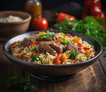 Плов из баранины со свежими овощами