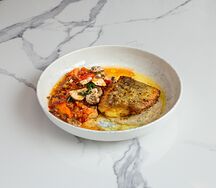 Треска с пюре из белой фасоли