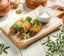 Рулетики из баклажанов в хрустящей панировке
