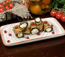 Рулетики из баклажанов с грецким орехом