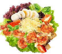 Салат Цезарь с тигровыми креветками