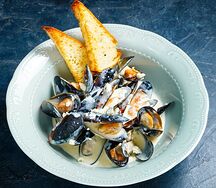 Мидии в соусе горгондзола