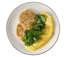 Оладьи куриные с картофельным пюре