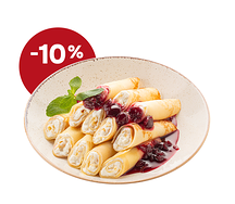 Большая порция блинчиков с творогом