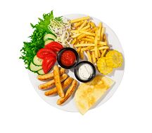 Тарелка с колбасками