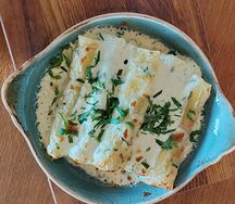 Каннеллони с кремом из морепродуктов