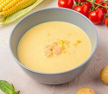 Кукурузный крем-суп с креветками