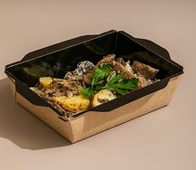 Бефстроганов с жареным картофелем