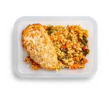 Куриный биточек с булгуром с овощами